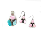 2025 BLACK FRIDAY: Pink Conch/Golden Hills Turquoise Pendant & Pink Conch Earrings