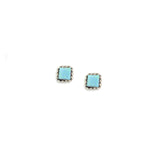 Double Twist Square Studs - Blue Opal