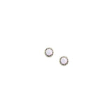 Double Twist Round Studs - White Opal