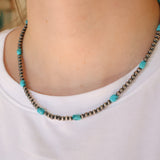 4mm Navajo Pearls- Turquoise Slab (18")