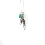 2025 BLACK FRIDAY: All Silver Feather and Turquoise Pendant