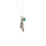 2025 BLACK FRIDAY: 14k Gold Feathers and Turquoise Pendant