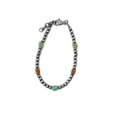 4mm Navajo Pearl Bracelet w/ Extension- Green/Brown Turquoise