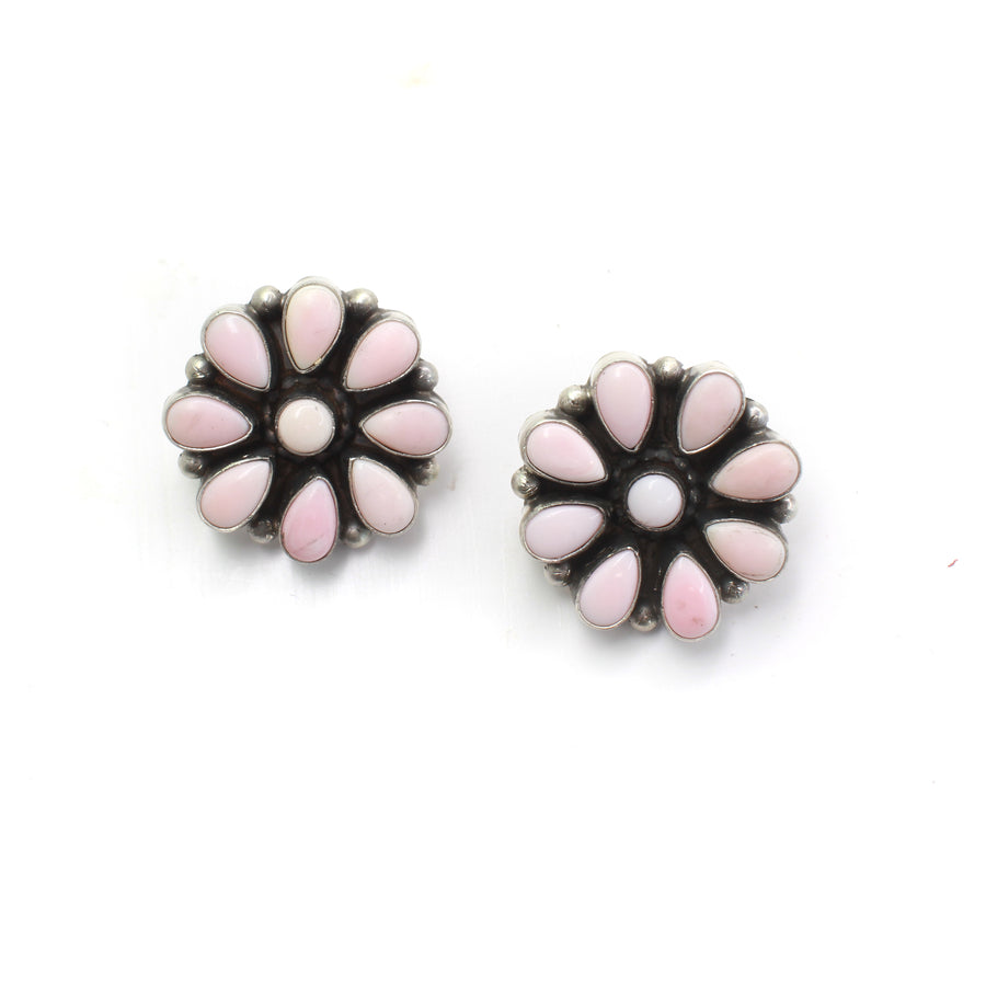 Pink Round Cluster Earrings