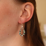 3mm Machine Made Pearl Earrings- Green Turquoise (1 1/2")