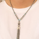 The Tassle Lariat- Turquoise 18"