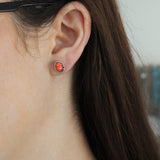 Double Twist Oval Studs - Red Spiny Oyster