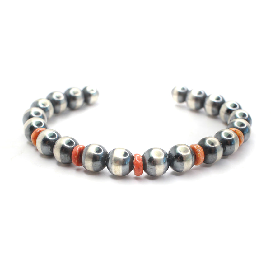 8mm Navajo Pearl Cuff - Orange Spiny Oyster