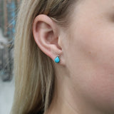 Double Twist Tear Drop Studs - Turquoise