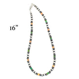 6mm Navajo Pearls - Orange Spiny Oyster/Green Turquoise