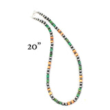 8mm Navajo Pearls - Orange Spiny Oyster/Green Turquoise