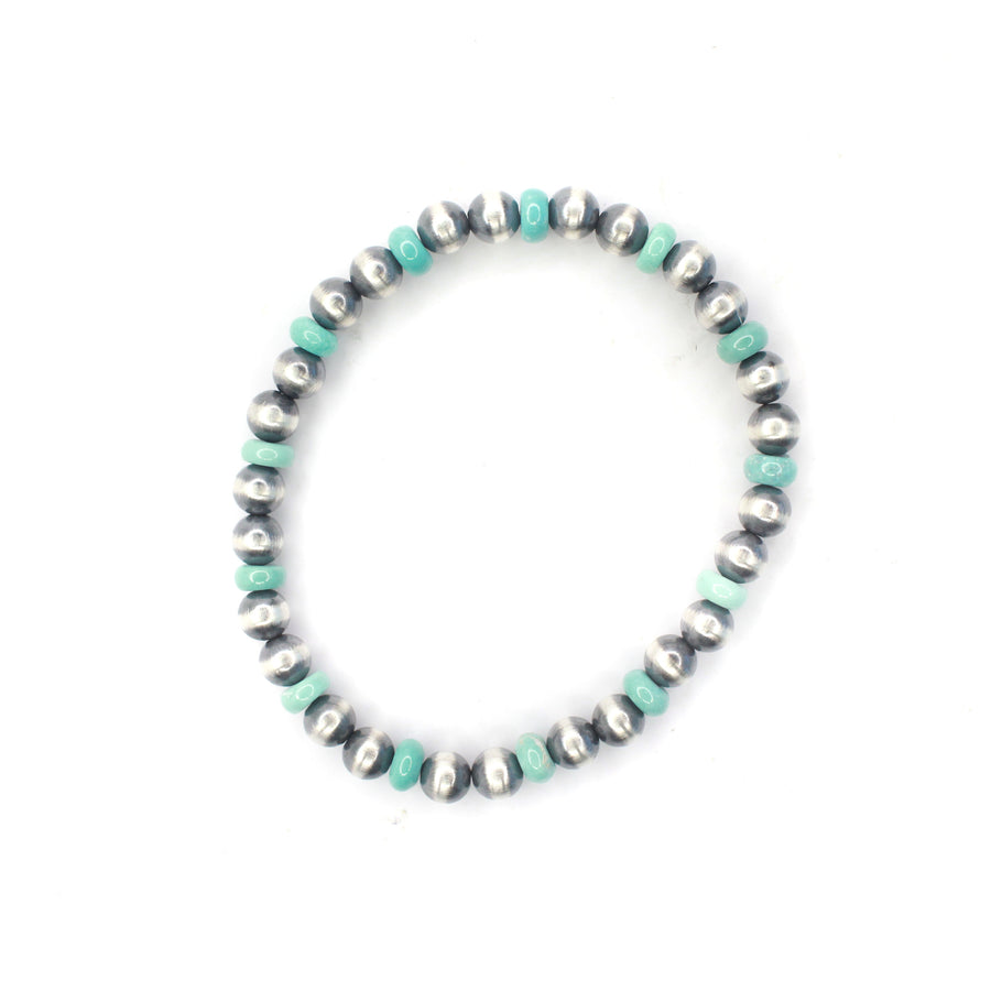6mm Navajo Pearl Stretch Bracelet - Turquoise