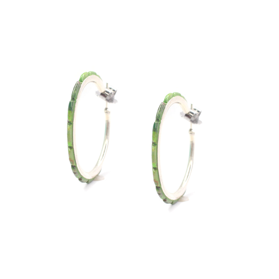 1 1/2" Green Turquoise Hoops