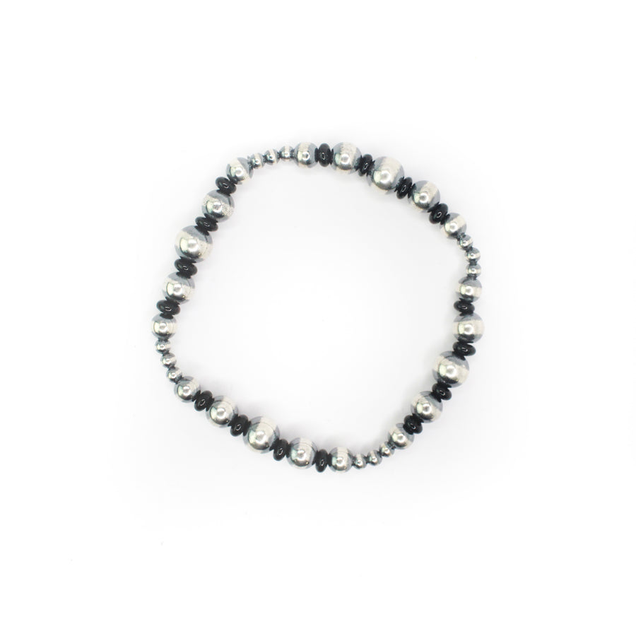 Multi Size Navajo Pearl Stretch Bracelet- Onyx