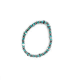 5mm Saucer Stretch Bracelet - White Buffalo/Turquoise