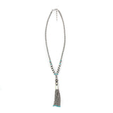 The Tassle Lariat- Turquoise 18"