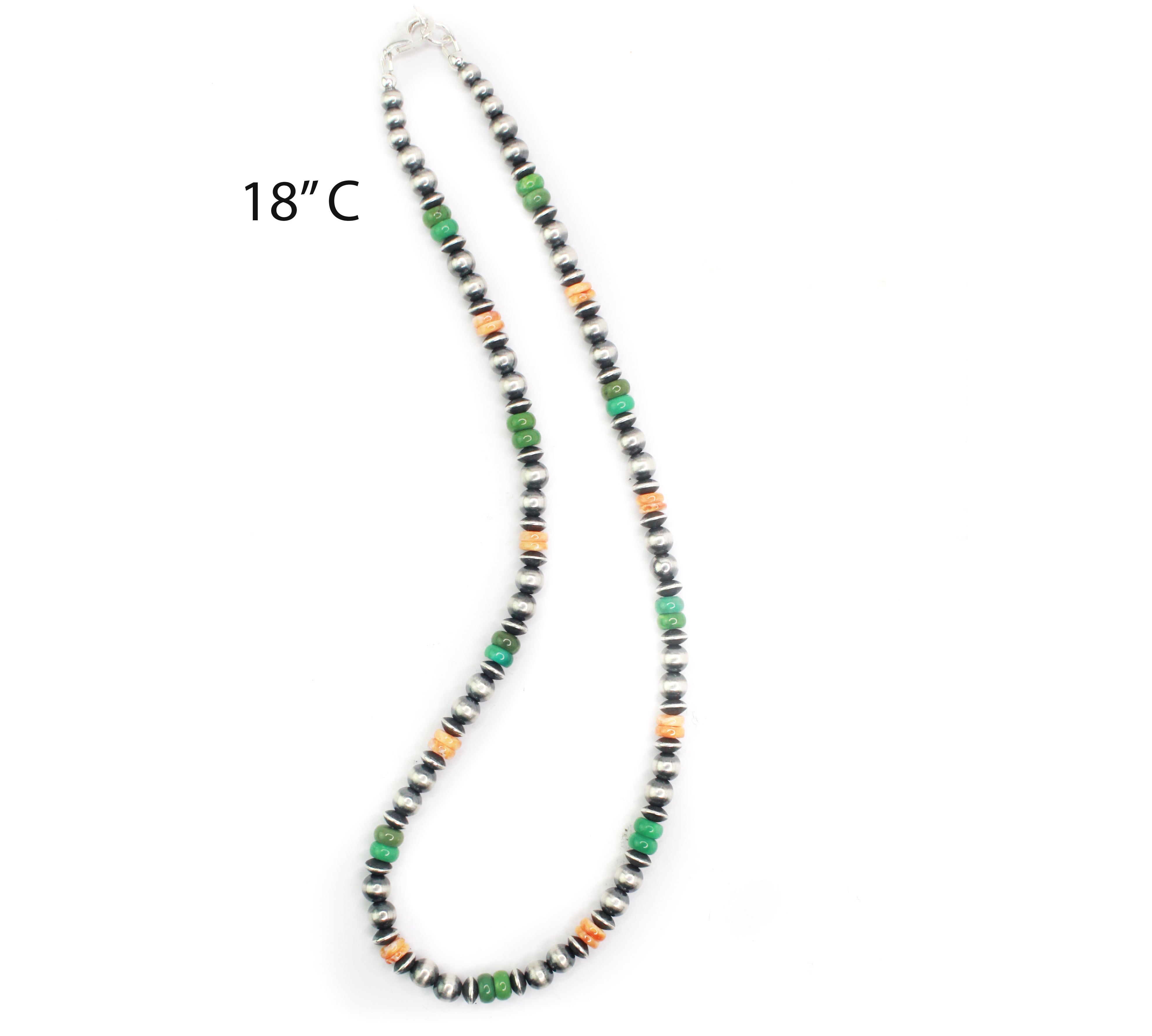 6mm Navajo Pearls - Orange Spiny Oyster/Green Turquoise