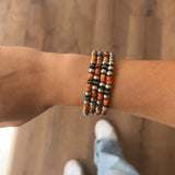 4mm - 6mm Memory Wire Navajo Pearl Bracelet - Orange Spiny