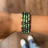 4mm - 6mm Memory Wire Navajo Pearl Bracelet - Green Gaspite