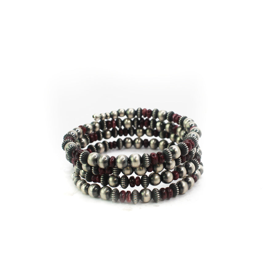 6mm Memory Wire Navajo Pearl Bracelet- Purple