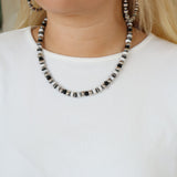 8mm Navajo Pearls - White Buffalo/Onyx