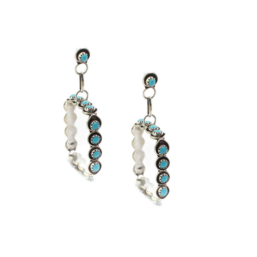 Turquoise Drop Square Hoops - Small