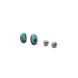 2024 BLACK FRIDAY: Turquoise Stud & 8mm Navajo Pearl Stud Set - B