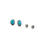 2024 BLACK FRIDAY: Turquoise Stud & 8mm Navajo Pearl Stud Set - C