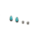 2024 BLACK FRIDAY: Turquoise Stud & 8mm Navajo Pearl Stud Set - D