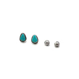 2024 BLACK FRIDAY: Turquoise Stud & 8mm Navajo Pearl Stud Set - A