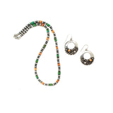 2024 Black Friday - Multi Navajo Pearls & Orange Spiny Raindrop Earring Set