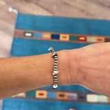 4mm Navajo Pearl Stretch Bracelet - White Buffalo