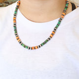 8mm Navajo Pearls - Orange Spiny Oyster/Green Turquoise