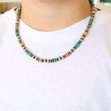 6mm Navajo Pearls - Orange Spiny Oyster/Green Turquoise