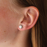 Double Twist Round Studs - White Opal