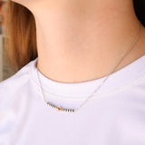 3-5mm Navajo Pearl- Gold Bar Necklace
