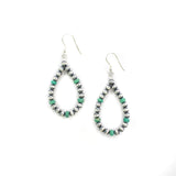 4mm Navajo Pearl Earrings- Green Turquoise
