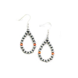 4mm Navajo Pearl Earrings- Orange Spiny