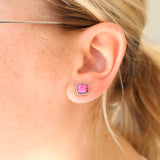 Double Twist Square Studs - Pink