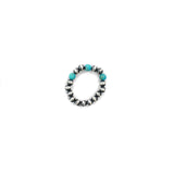 Navajo Pearl Stretch Ring - 3 Stone Turquoise