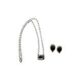 2024 BLACK FRIDAY - Single Stone White Buffalo Bar Necklace & Onyx Stud Set