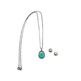 2024 Black Friday 8mm Earrings And Turquoise Pendant & Chain Set - A