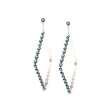 The Post Zuni Diamond Hoops-Turquoise: 4"