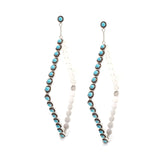 The Post Zuni Diamond Hoops-Turquoise: 4"