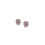 Double Twist Square Studs - Pink Mussel