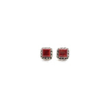 Double Twist Square Studs - Red Spiny Oyster