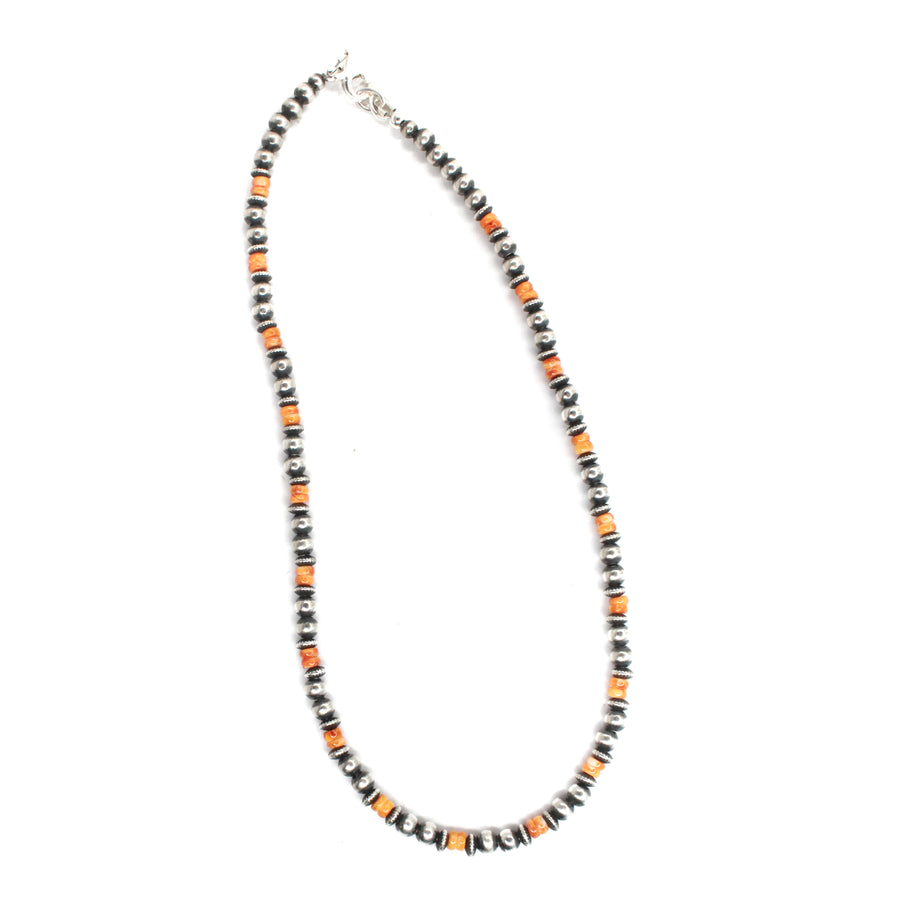 5mm Navajo Pearls - Orange Spiny Oyster
