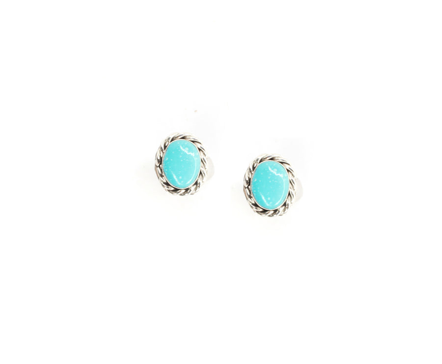 Double Twist Oval Studs - Turquoise