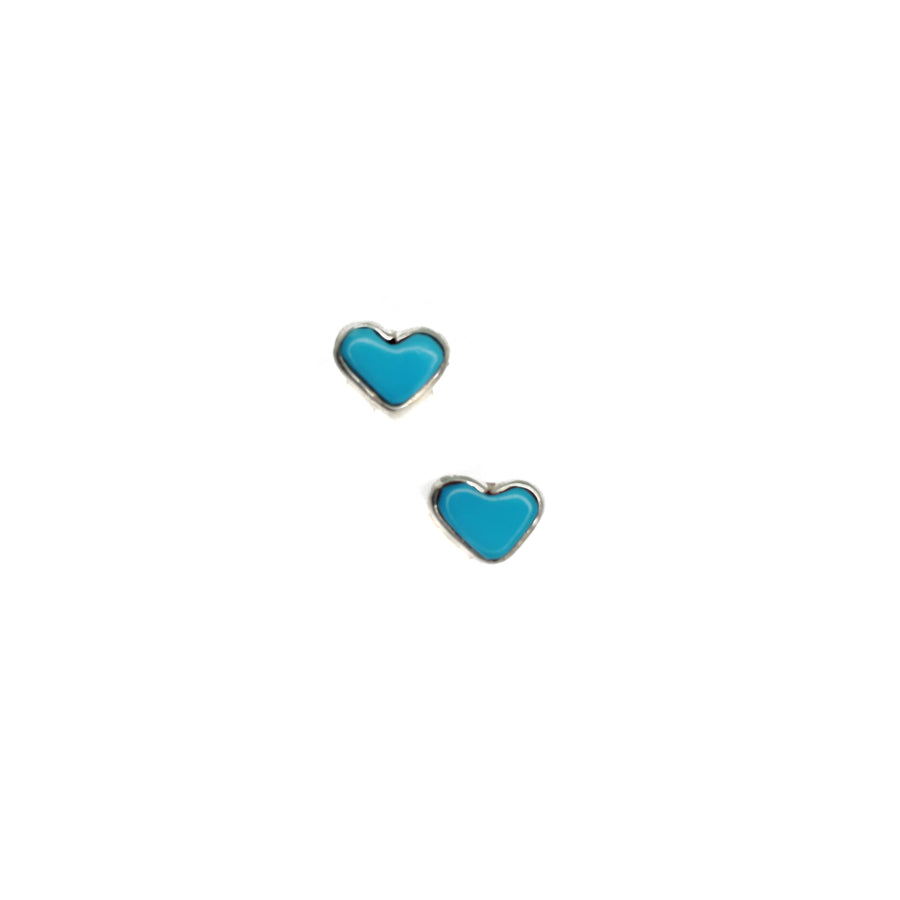 Tiny Turquoise Heart Studs