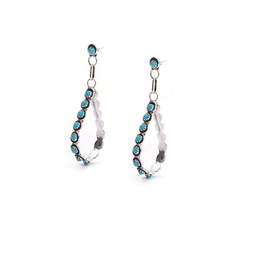 Turquoise Drop Hoops - Small